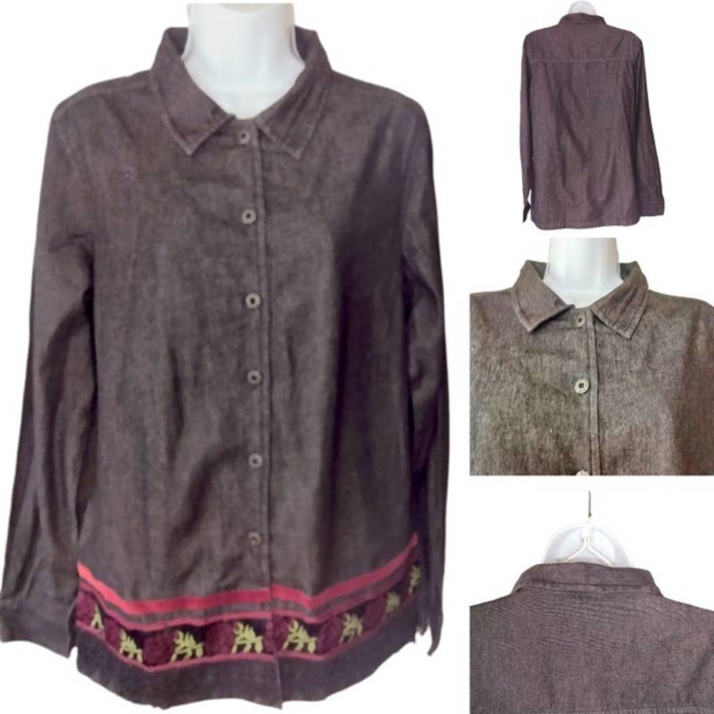 Austin Clothing Co Denim Outfit Blouse Pants Set Red Roses Black Size S NWT